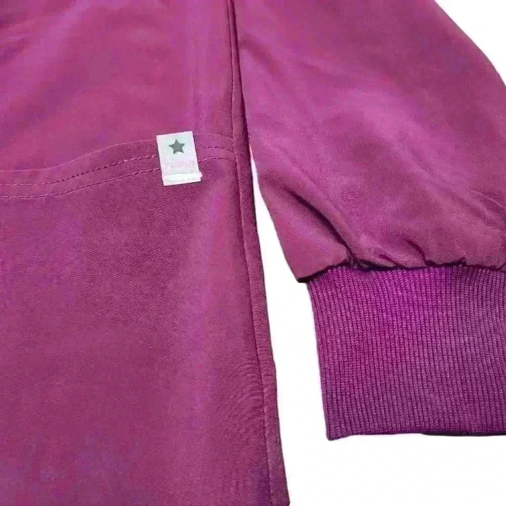 Scrubstar Womens Warm Up Premium Scrub Top XS Jacket Snap Front Stretch Burgundy - Picture 6 of 7